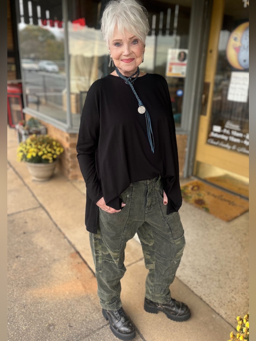 Oli & Hali Olive Camo High-Waist Cargo Pants